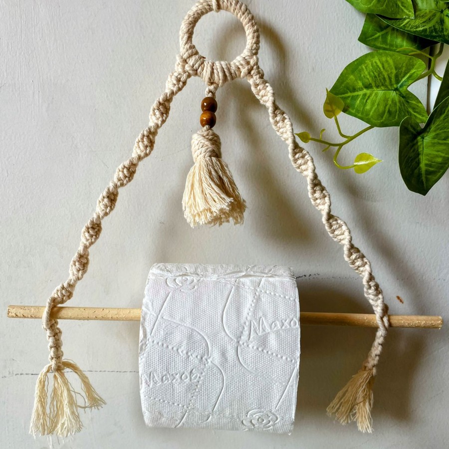 Ivory Knot & Hold - Macramé Kitchen Roll Holder