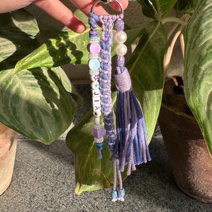 Violet Whisper - Personalized Macrame Keychain