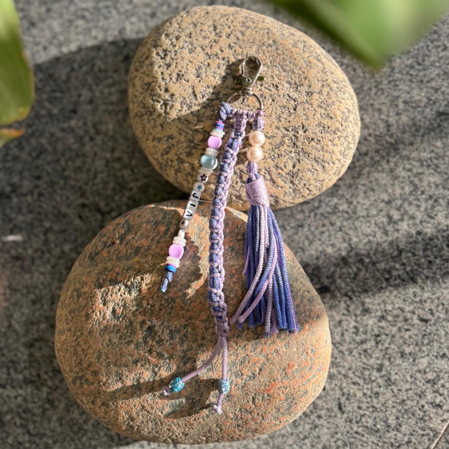 Violet Whisper - Personalized Macrame Keychain