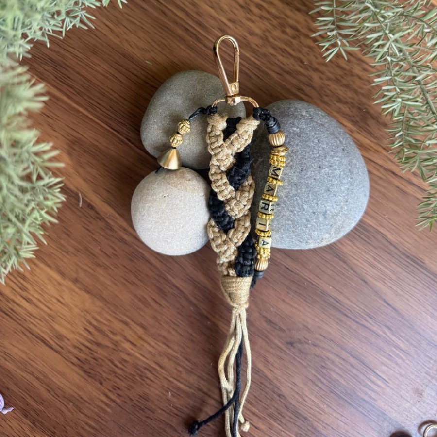 Golden Wave - Personalized Macrame Keychain