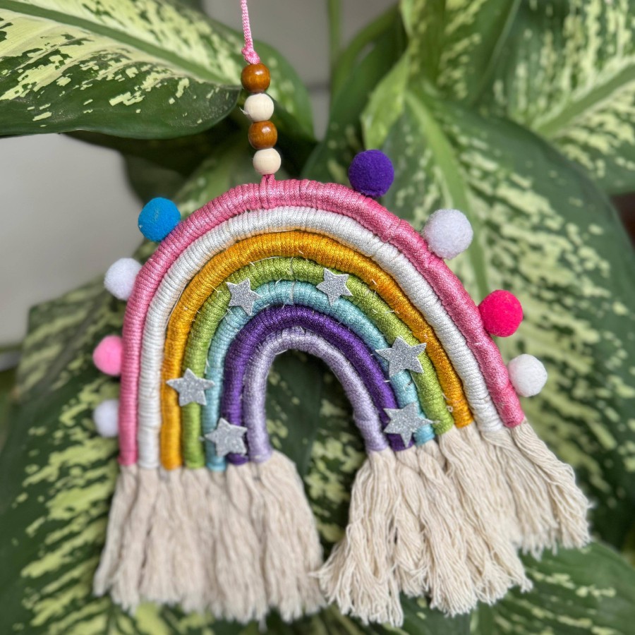 Dreamy Glow - Macramé Rainbow Wall Hanging – Colorful Boho Nursery Décor