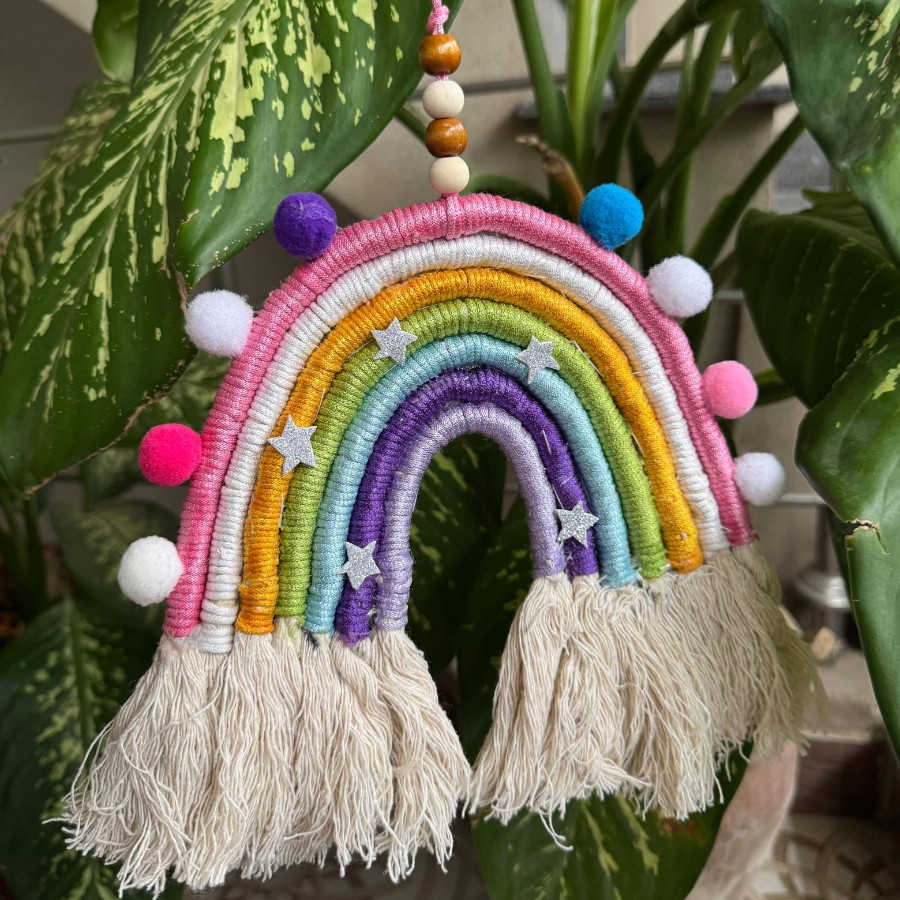 Dreamy Glow - Macramé Rainbow Wall Hanging – Colorful Boho Nursery Décor