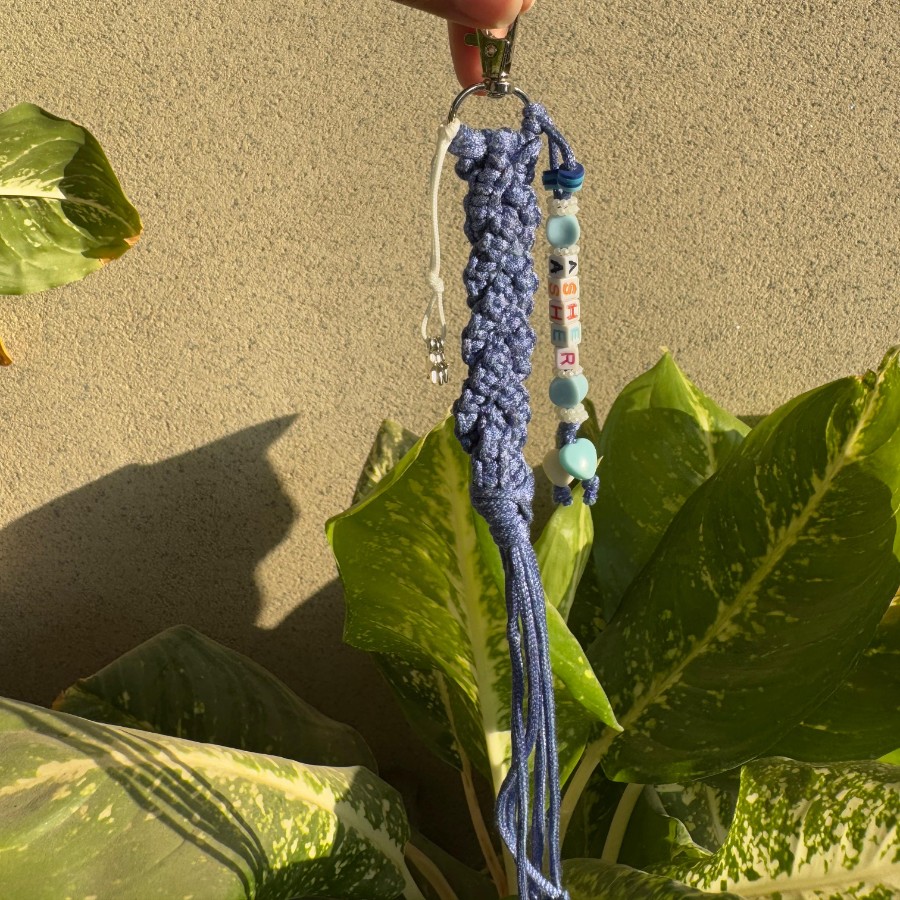 Azure Charm - Personalized Macrame Keychain