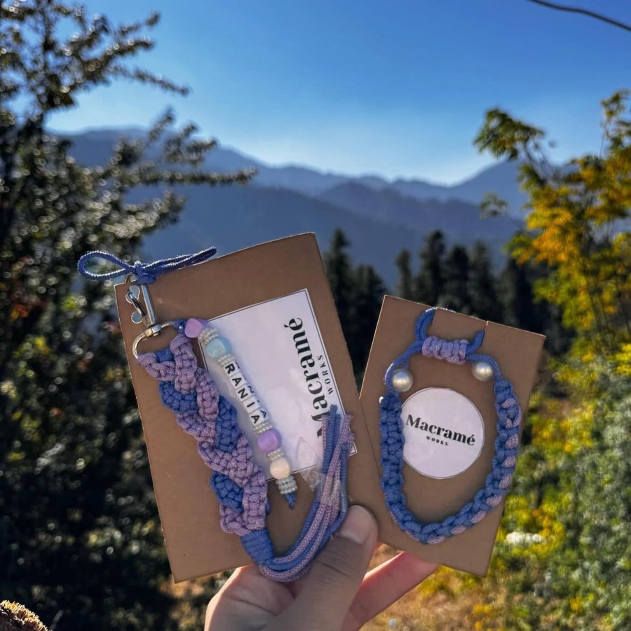 Violet Whisper Duo Set - Personalized Macrame Keychain & Bracelet