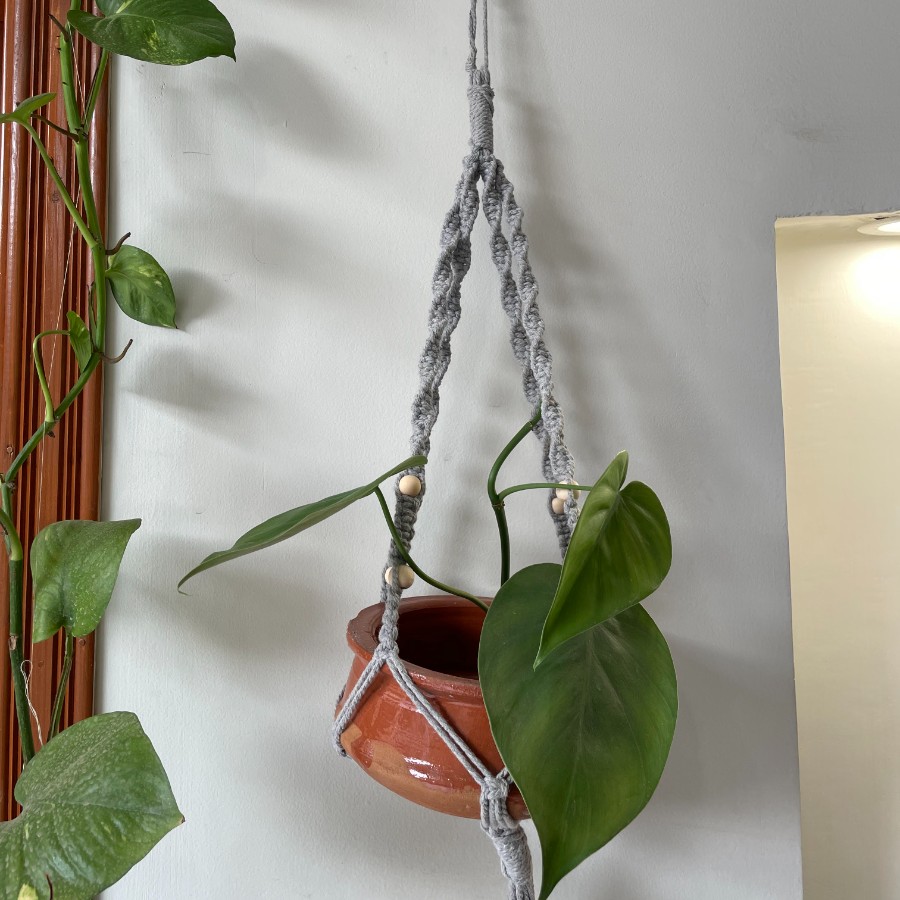 Midnight Bloom - Macrame Plant Hanger – Boho Home Décor