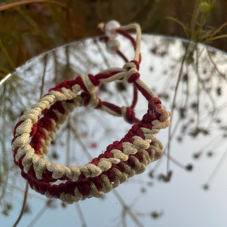 Rose Dune - Macrame Bracelet With Pearls 