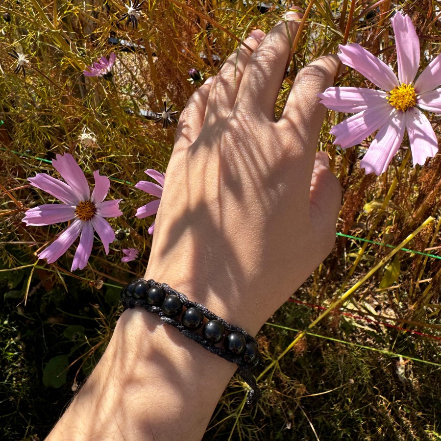 Midnight Pearl - Macrame Bracelet 