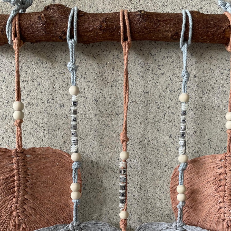 Customized Macramé Leaf Wall Hanging – Personalized Boho Keepsake