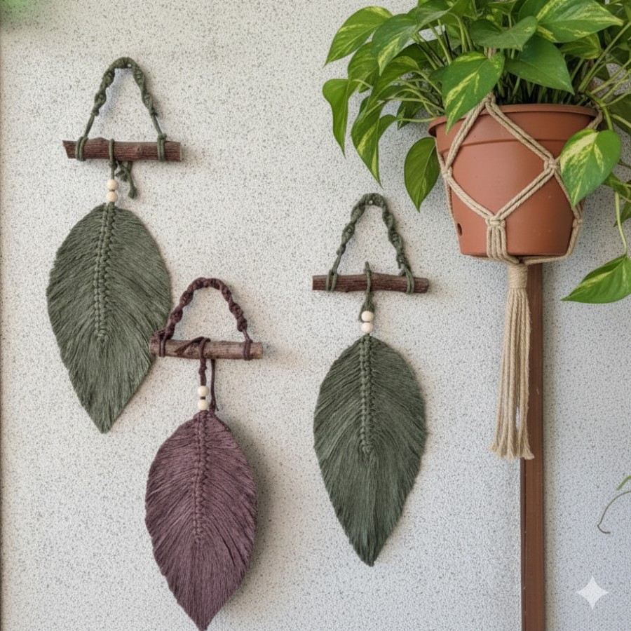 Macramé Leaf Wall Hanging – Nature-Inspired Boho Décor