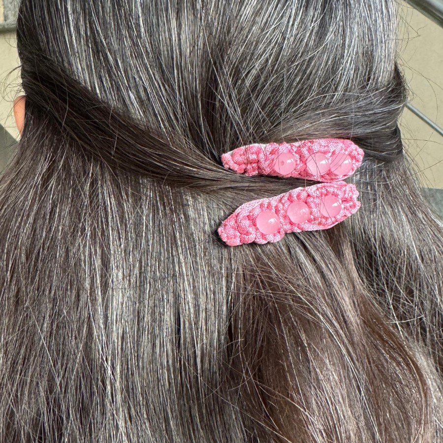 Rose Barette - Macrame Hair Clips