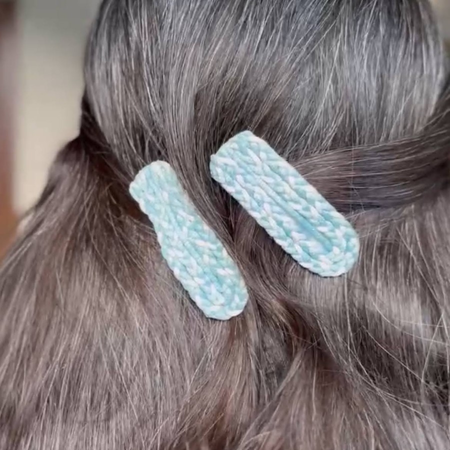 Blue Macramé Hair Clip – Minimal & Elegant Boho Accessory