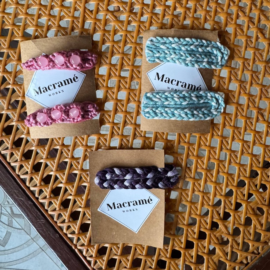 Customized Macrame Hair Clip Duo Set 