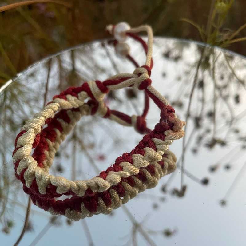 Rose Dune - Macrame Bracelet With Pearls 