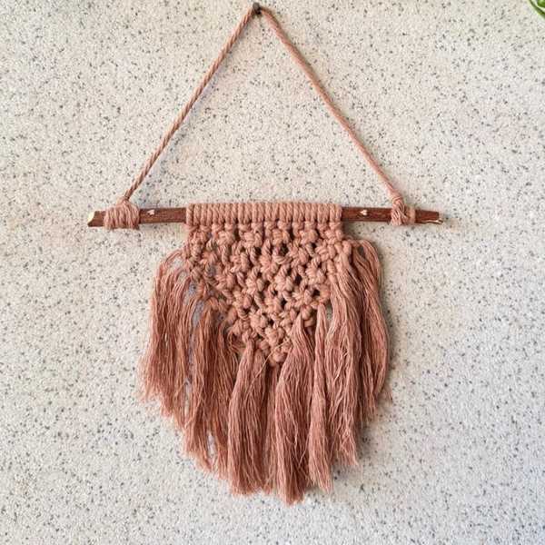 Terracotta Mini Macramé Wall Hanging – Boho Wall Art