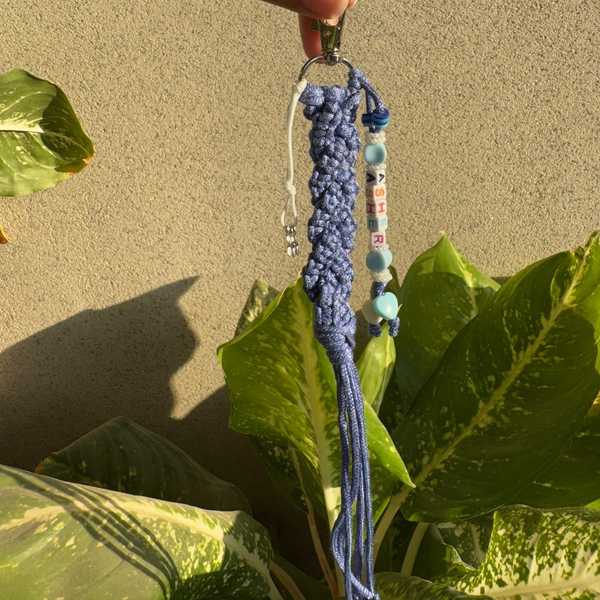 Azure Charm - Personalized Macrame Keychain