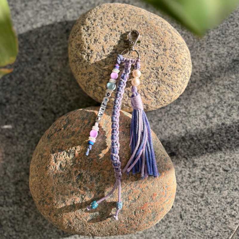 Violet Whisper - Personalized Macrame Keychain