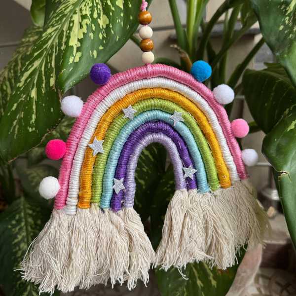 Dreamy Glow - Macramé Rainbow Wall Hanging – Colorful Boho Nursery Décor