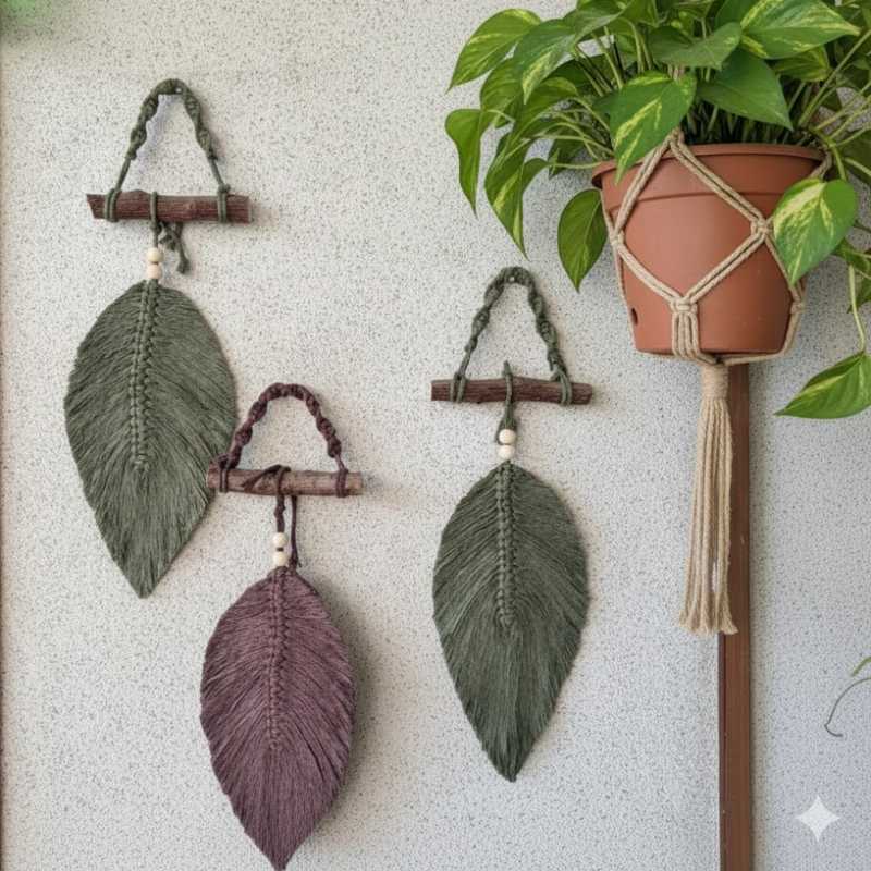 Macramé Leaf Wall Hanging – Nature-Inspired Boho Décor