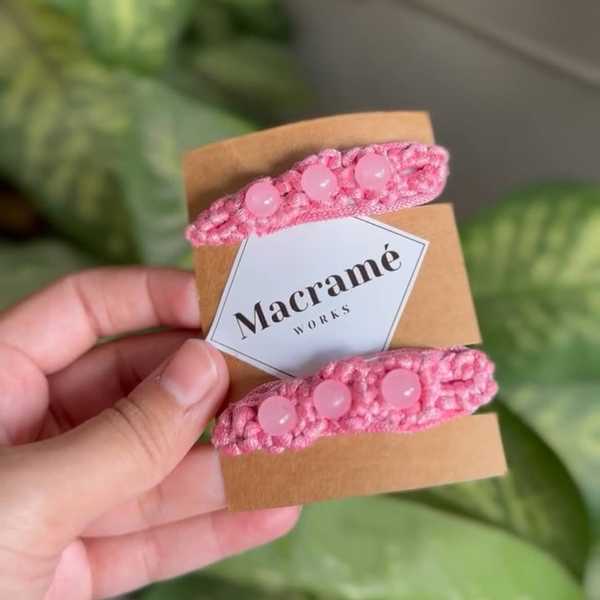 Rose Barette - Macrame Hair Clips